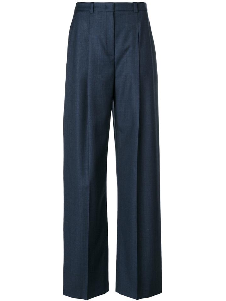 Jil Sander Navy High Waist Single Pleat Trousers - Blue