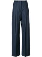 Jil Sander Navy High Waist Single Pleat Trousers - Blue