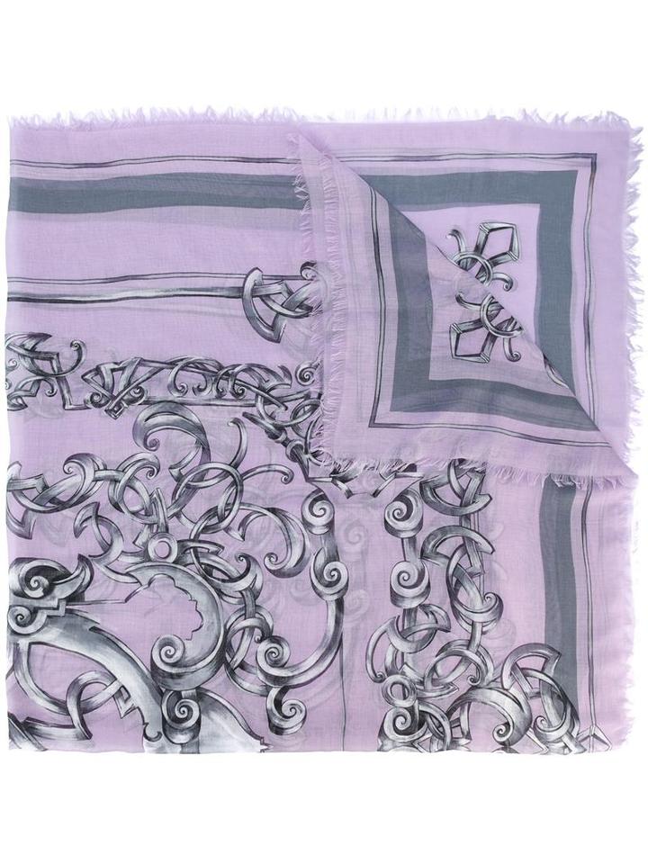 Versace Barocco Print Scarf, Women's, Pink/purple, Modal/silk