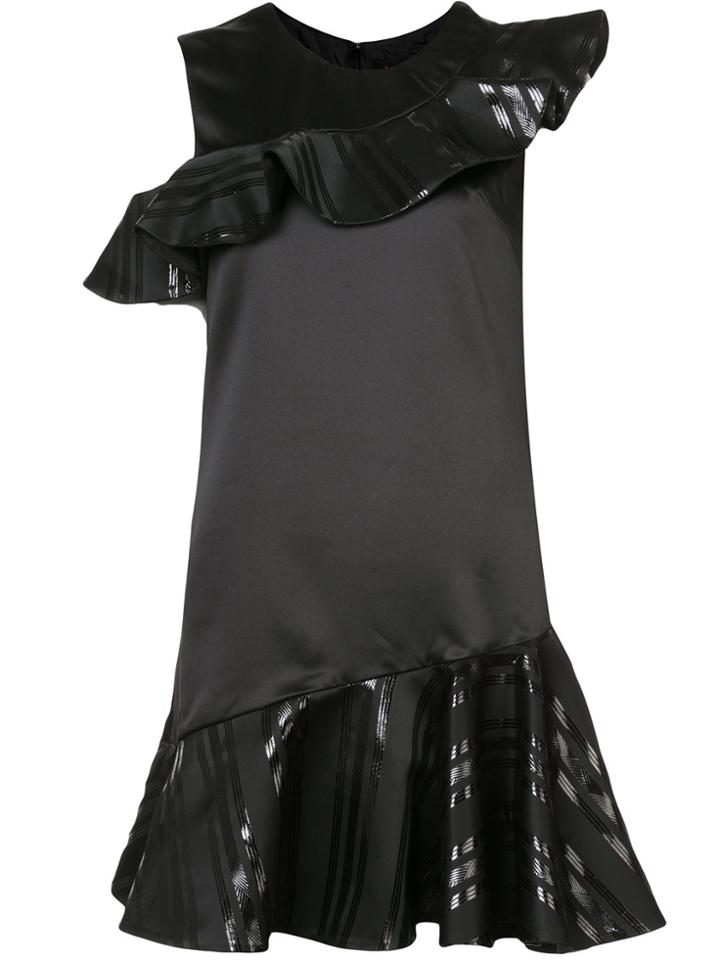 Nha Khanh Frill Trim Panelled Dress - Black