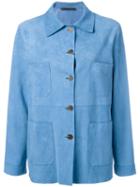 Simonetta Ravizza Pocket Detail Jacket, Women's, Size: 44, Blue, Suede/cupro