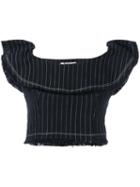 T By Alexander Wang - Pinstriped Cropped Top - Women - Cotton - 6, Women's, Blue, Cotton