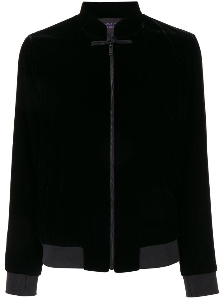 Shanghai Tang Mandarin Collar Bomber Jacket - Black