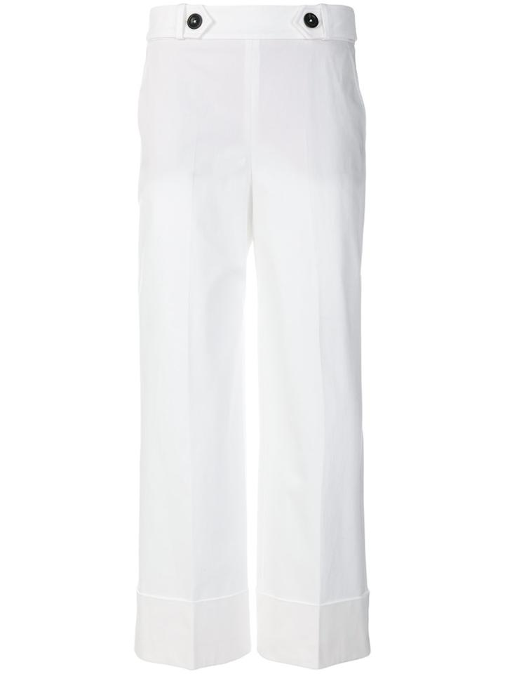 Incotex Wide Leg Cropped Pants - White