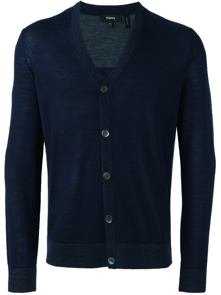 Theory Classic Cardigan, Men's, Size: Large, Blue, Spandex/elastane/merino