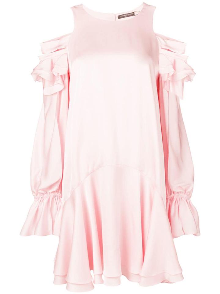 Alexander Mcqueen Cold-shoulder Ruffle Detail Dress - Pink