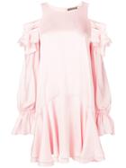 Alexander Mcqueen Cold-shoulder Ruffle Detail Dress - Pink