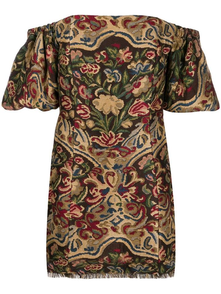 Etro Off-shoulder Mini Dress - Neutrals