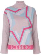 Iceberg Star Embroidered Sweater - Pink & Purple