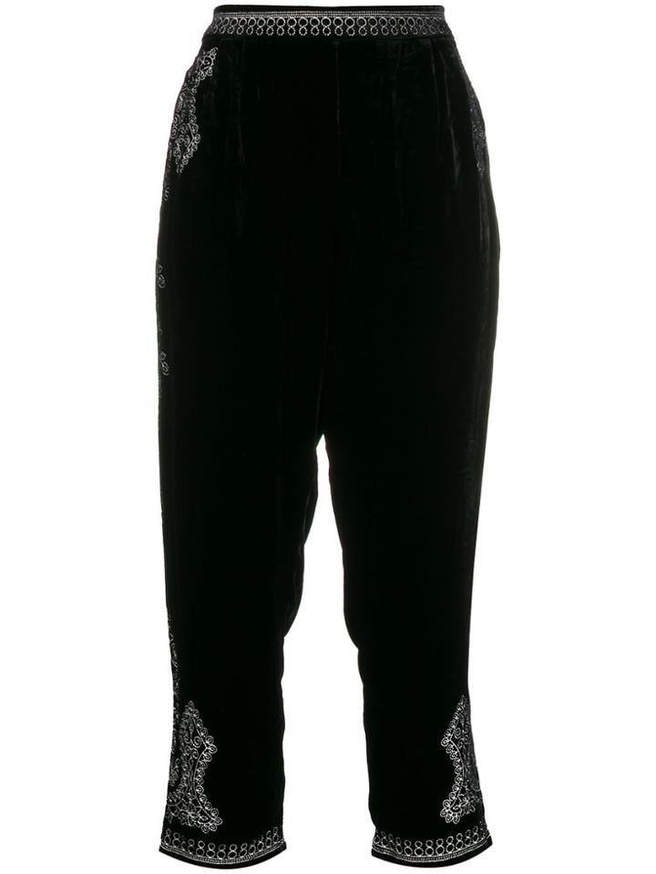 Mes Demoiselles Mercury Velvet Embroidered Trousers - Black
