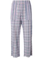 Raquel Allegra Tartan Cropped Trousers - Blue