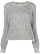 Twin-set Lurex Ribbed Knit Sweater - Grey