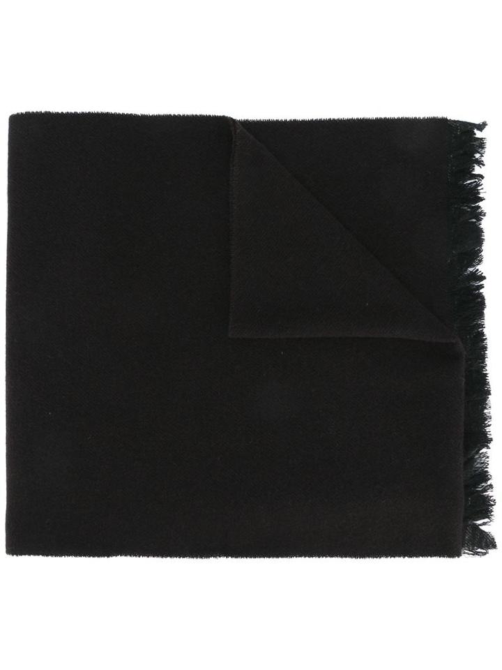 Mp Massimo Piombo Frayed Edge Scarf, Men's, Black, Polyamide/virgin Wool