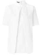 Jil Sander Navy Pleated Front Shirt