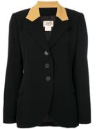 Hermès Vintage Contrast Collar Whipcord Jacket - Black