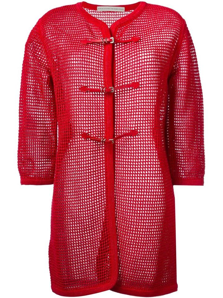 Ermanno Scervino Crochet Knit Buckle Coat