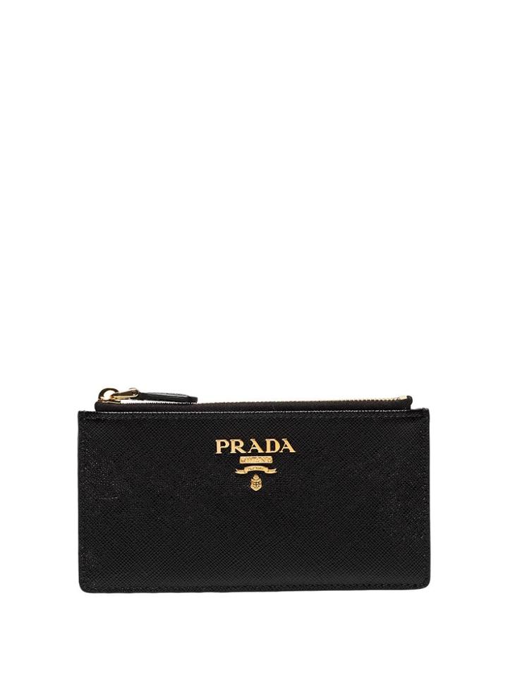 Prada Black Logo Zipped Leather Cardholder