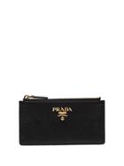 Prada Black Logo Zipped Leather Cardholder