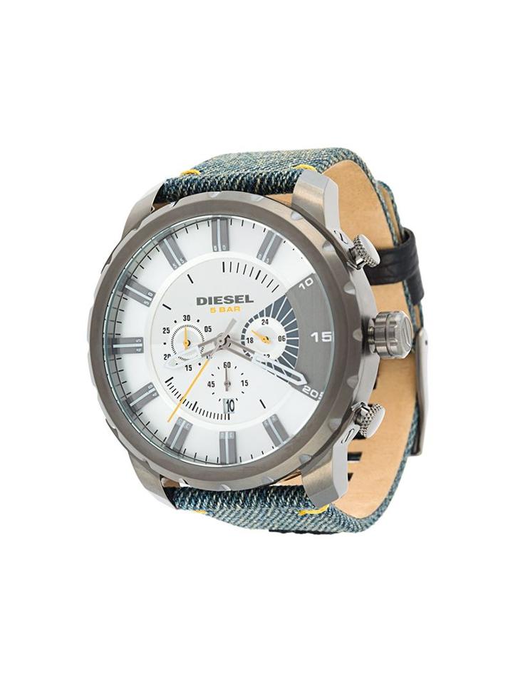 Diesel Round Analog Watch, Adult Unisex, Blue, Stainless Steel/cotton