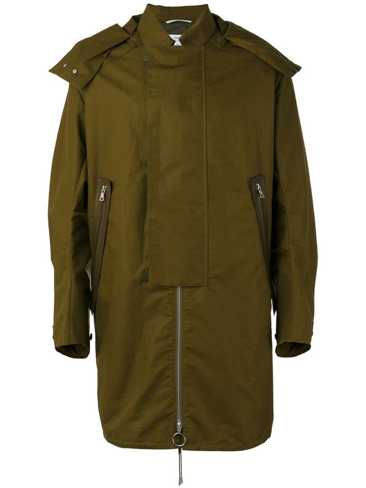 Oamc - Straps Detail Hooded Coat - Men - Cotton/linen/flax - M, Green, Cotton/linen/flax