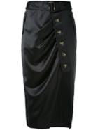 Self-portrait - Side Slit Skirt - Women - Polyester/spandex/elastane - 10, Black, Polyester/spandex/elastane