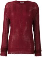 Helmut Lang - Distressed Knitted Jumper - Women - Polyamide/mohair/wool - M, Red, Polyamide/mohair/wool