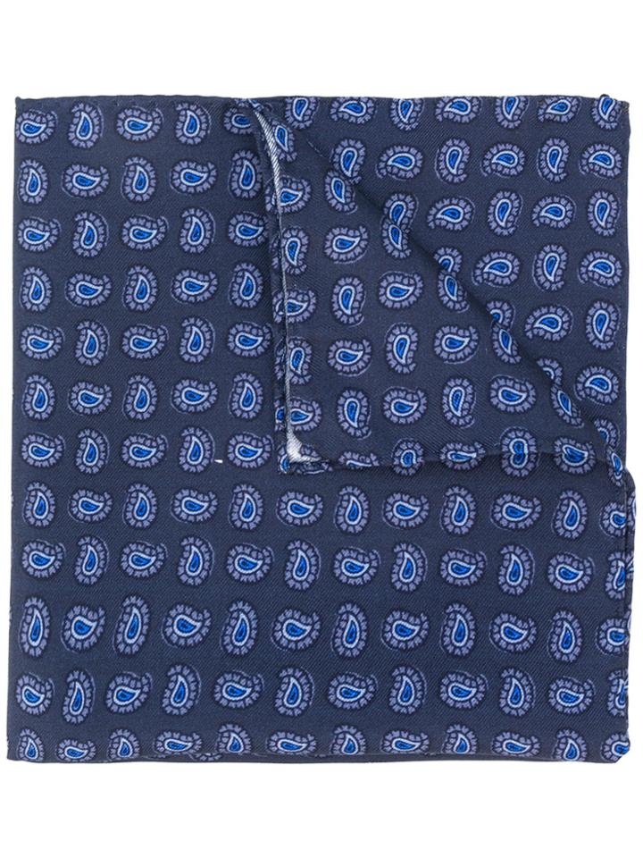 Lardini Paisley Print Pocket Square - Blue