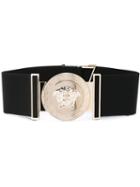 Versace Wide Military Medusa Belt, Women's, Size: 80, Black, Polyester/spandex/elastane/brass