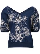 Aula V-neck Shortsleeved Sweater, Women's, Size: 0, Blue, Polyester