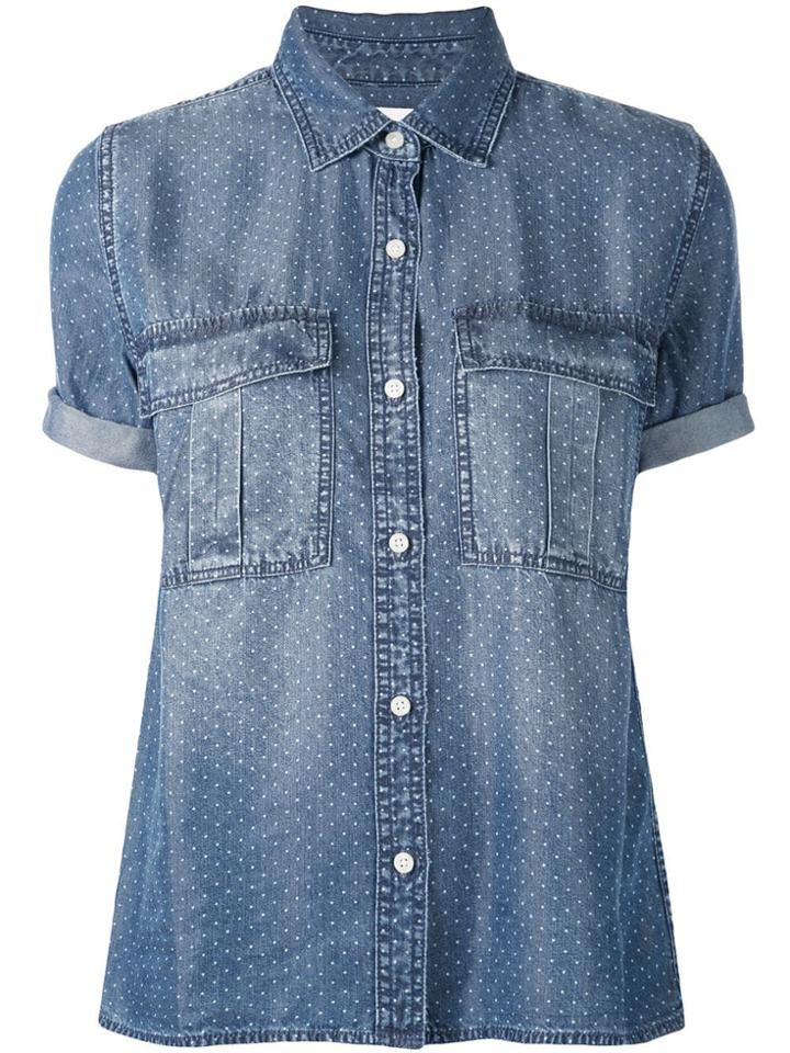 Current/elliott Polka Dot Denim Shirt - Blue