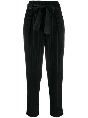 Circolo 1901 Cropped Pinstriped Trousers - Black