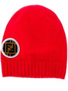 Fendi Ff Logo Patch Beanie - Red