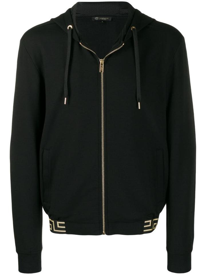 Versace Greca Border Zipped Hoodie - Black