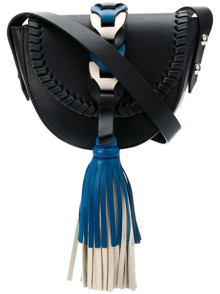 Red Valentino Fringe Tassel Shoulder Bag - Black