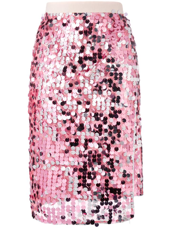 Mm6 Maison Margiela Sequinned Wrap Skirt - Pink & Purple