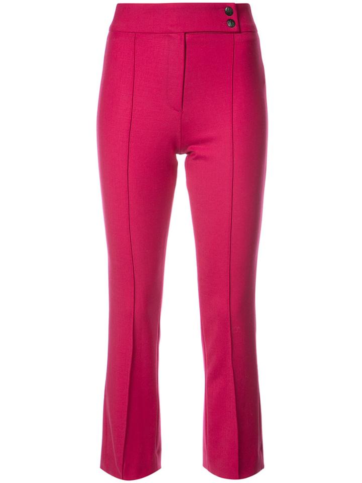 Veronica Beard Vaughn Cropped Flare Trousers - Pink & Purple