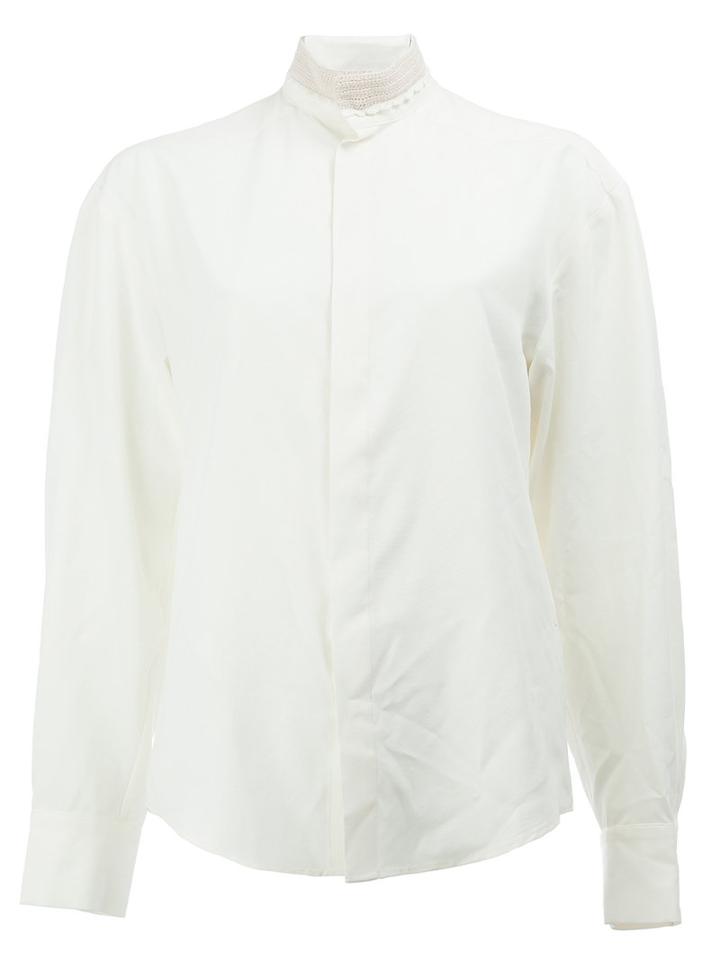 Grace Wales Bonner - Knitted Collar Shirt - Unisex - Silk/cork - 48, White, Silk/cork