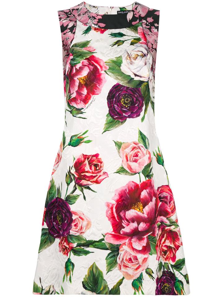 Dolce & Gabbana Peony-print Dress - White