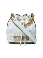 Moschino Logo Plaque Bucket Bag - White