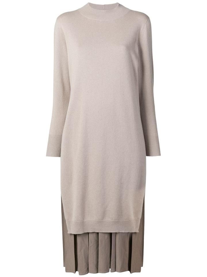 Fabiana Filippi Layered Knit Pleated Dress - Neutrals
