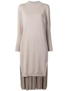 Fabiana Filippi Layered Knit Pleated Dress - Neutrals