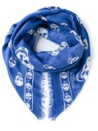 Alexander Mcqueen 'skull' Scarf, Women's, Blue, Modal/silk