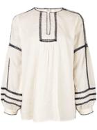 Sea Blouse With Stitching Panels - White