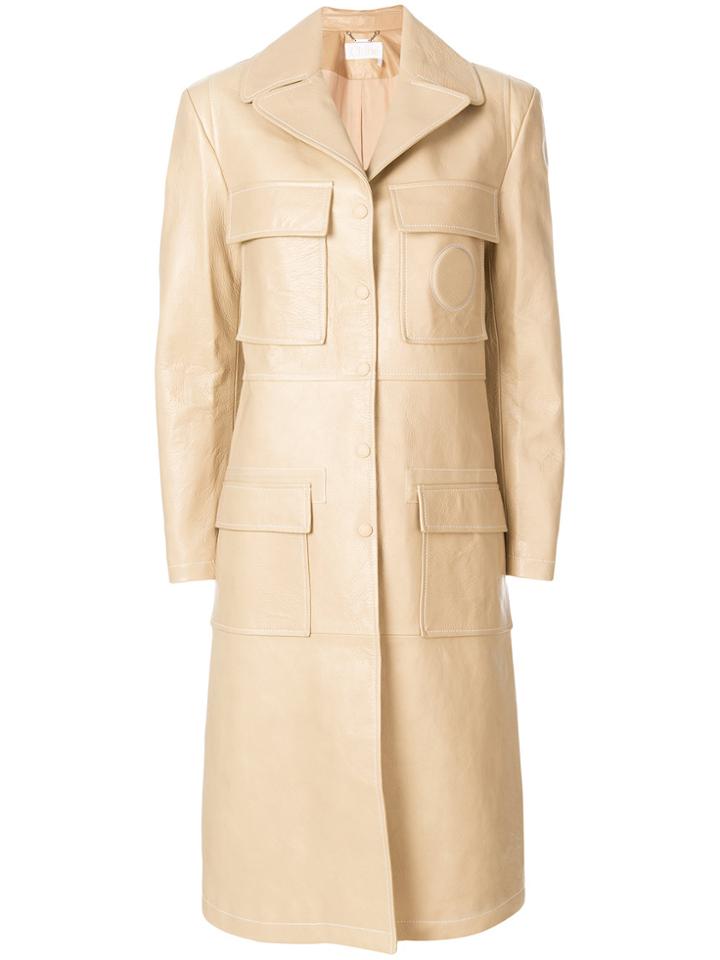Chloé Patch-pocket Leather Coat - Nude & Neutrals