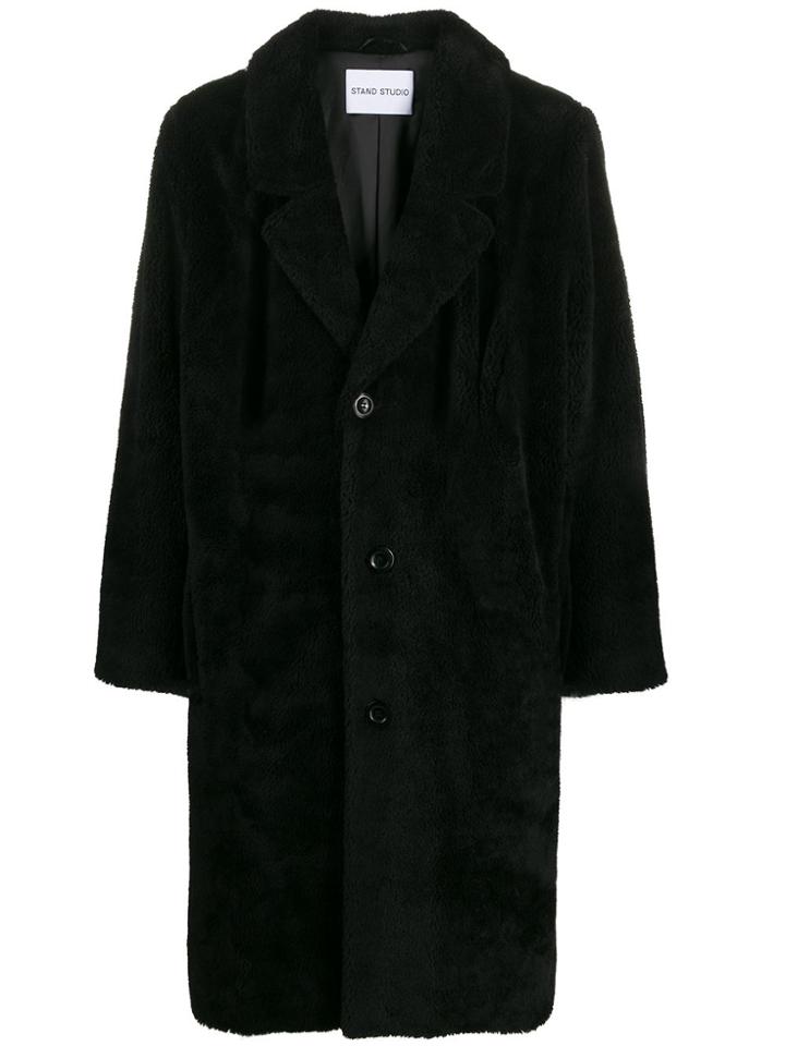 Stand Studio Shearling Single Breasted Coat - Black