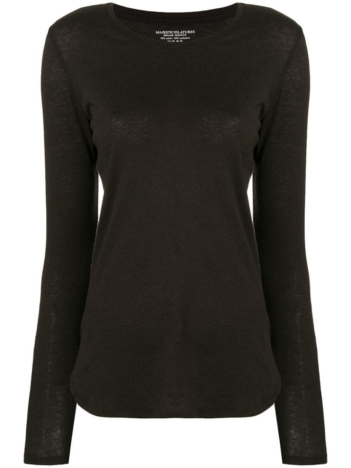Majestic Filatures Fine Knit Fitted Sweater - Brown