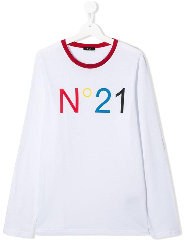 Nº21 Kids Teen Logo Print T-shirt - White