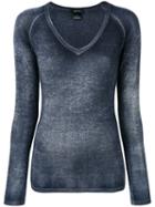 Avant Toi - V Neck Top - Women - Silk/cashmere - S, Blue, Silk/cashmere
