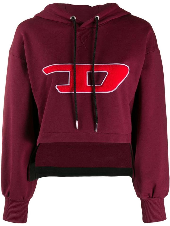 Diesel Cropped Logo Hoodie - Red