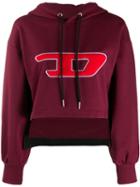 Diesel Cropped Logo Hoodie - Red